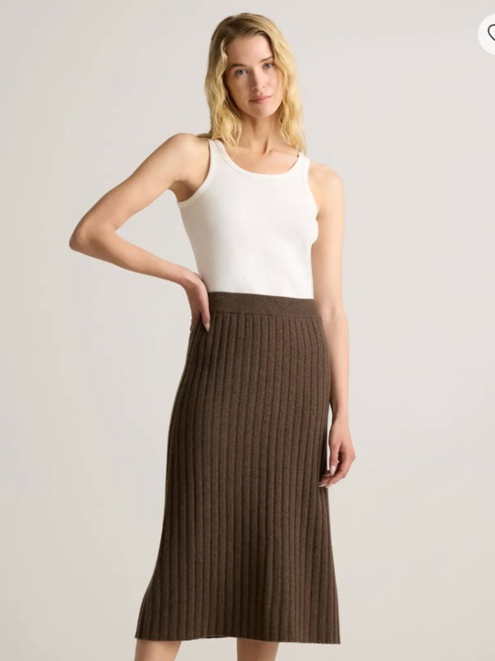 Quince Mongolian Cashmere Midi Skirt